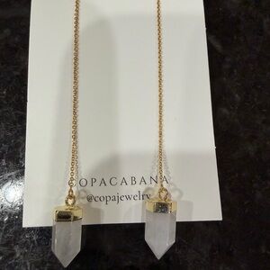 Gold and White Crystal Drop Earrings